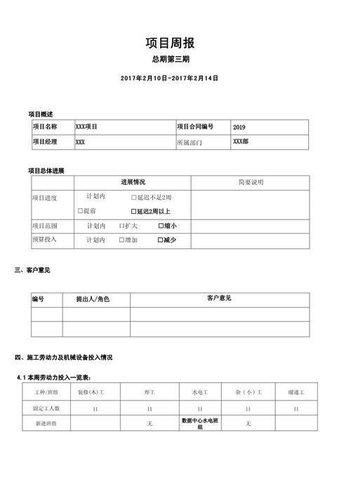 建筑智能化弱电工程施工周报范本
